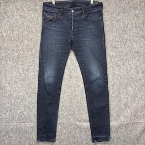 Diesel Sleenker Jeans Mens 31x30 Blue Stretch Skinny Button Fly Italy Low Rise